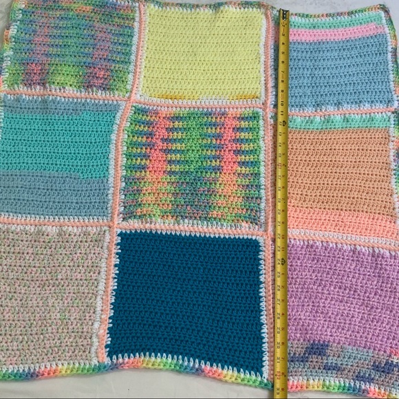 Crocheted Baby Afghan in Pastel Baby Colors. Handmade. - Picture 9 of 11
